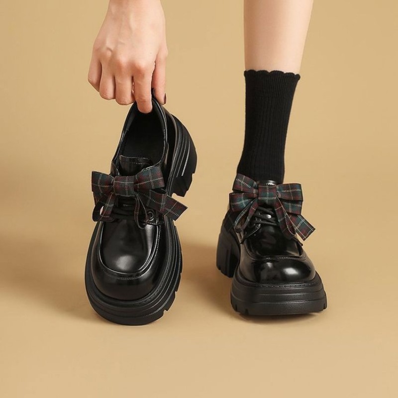 Women Sweet Plaid Bow Platform - Oxford Lace Up Women review and price