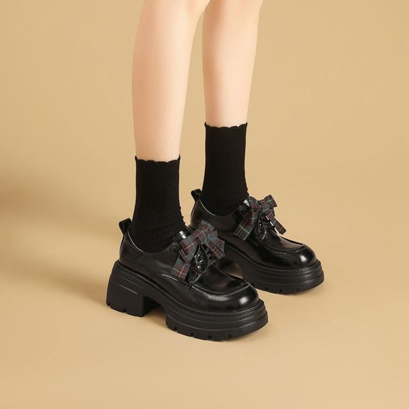 Women Sweet Plaid Bow Platform - Oxford Lace Up Women review and price