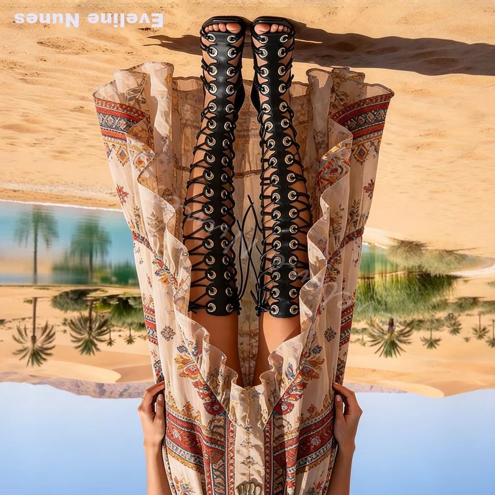 Women Gladiator Knee High Sand - Knee High Boots Women review and price