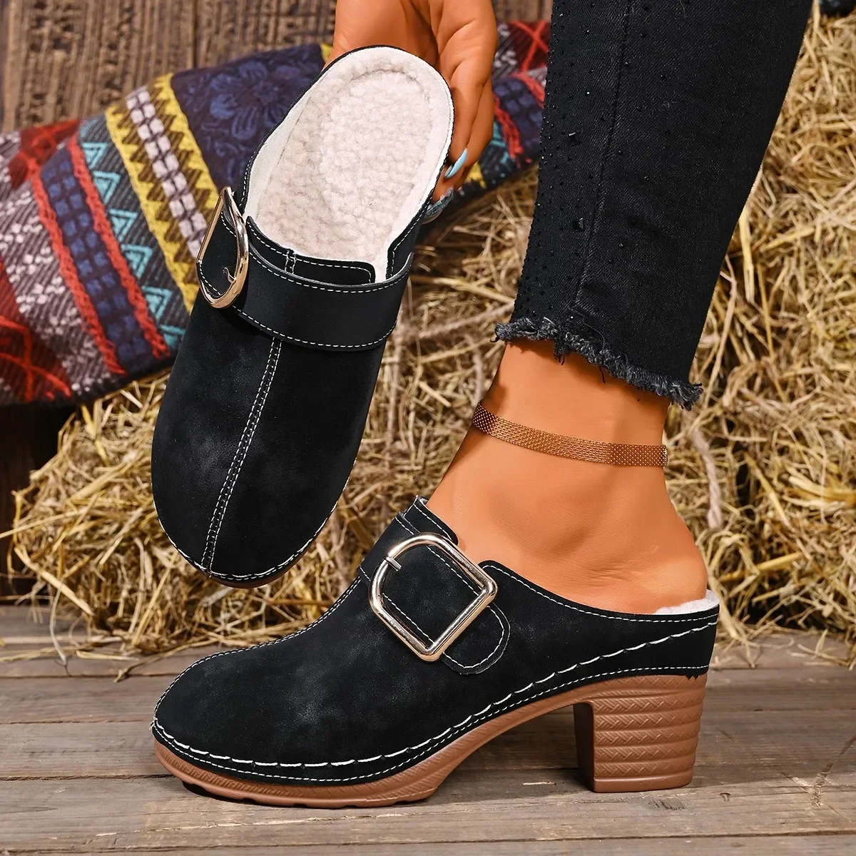 Women Mules Slippers Chunky He - Women'S Shoes Clogs review and price