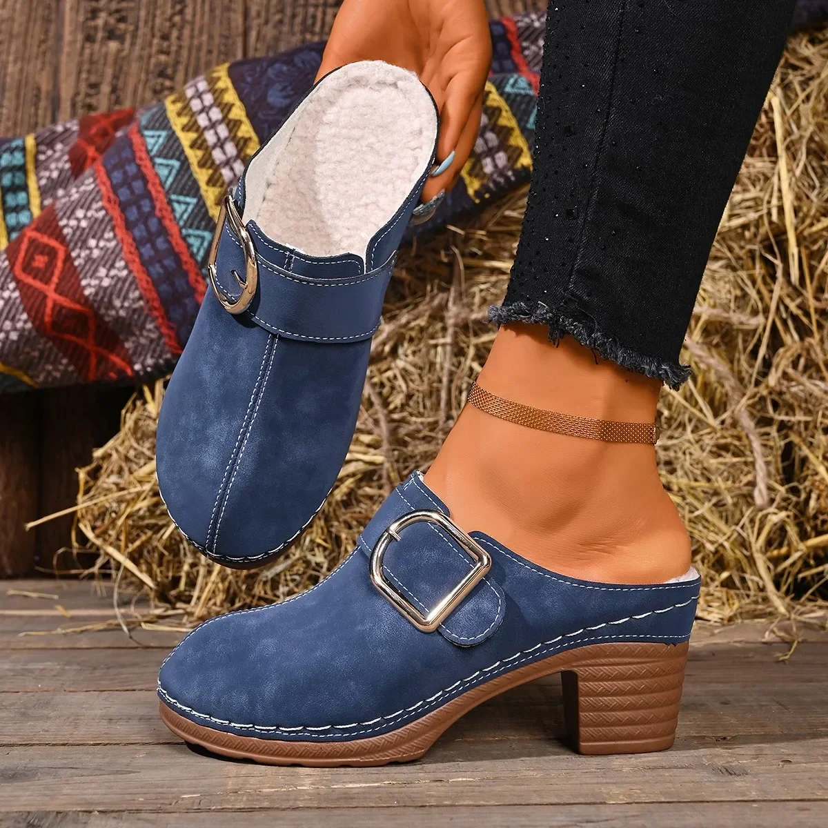 Women Mules Slippers Chunky He - Women'S Shoes Clogs review and price