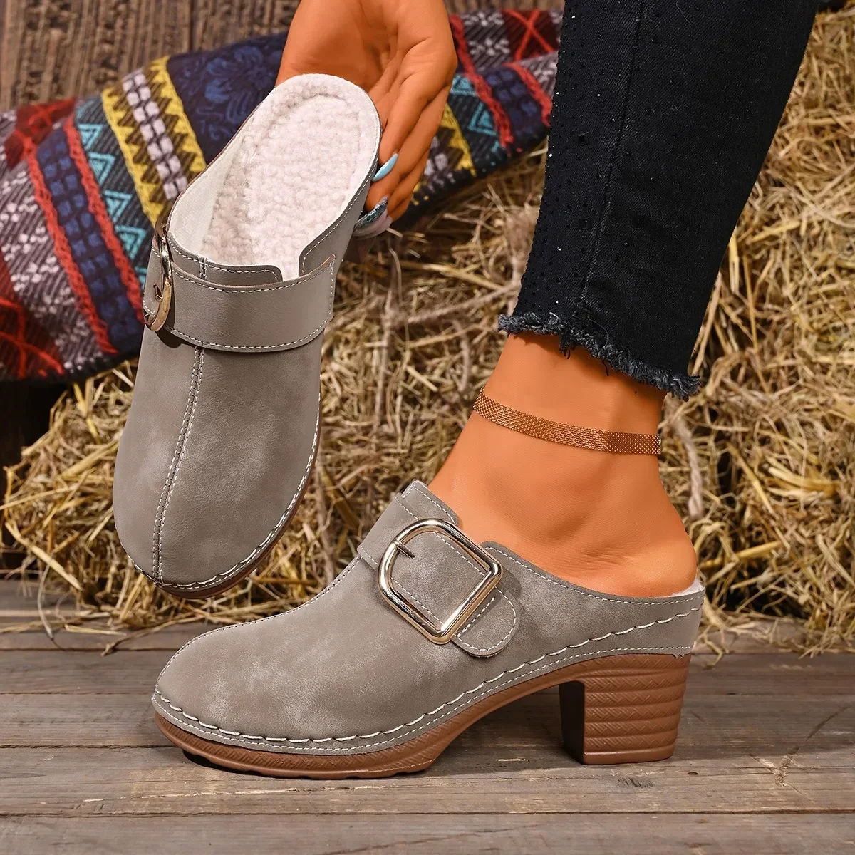 Women Mules Slippers Chunky He - Women'S Shoes Clogs review and price