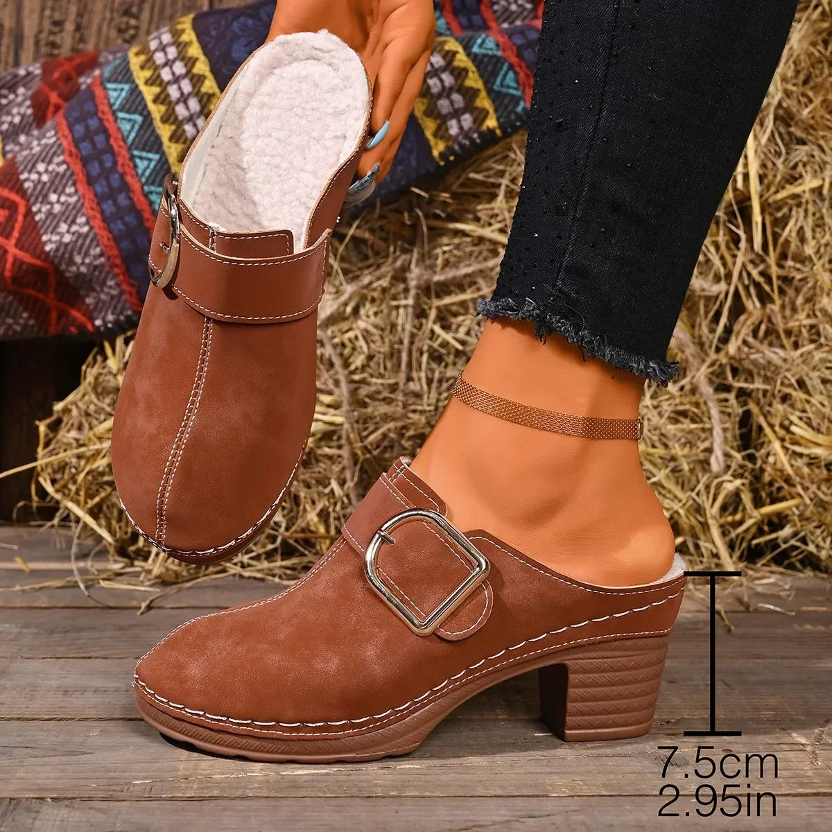 Women Mules Slippers Chunky He - Women'S Shoes Clogs review and price